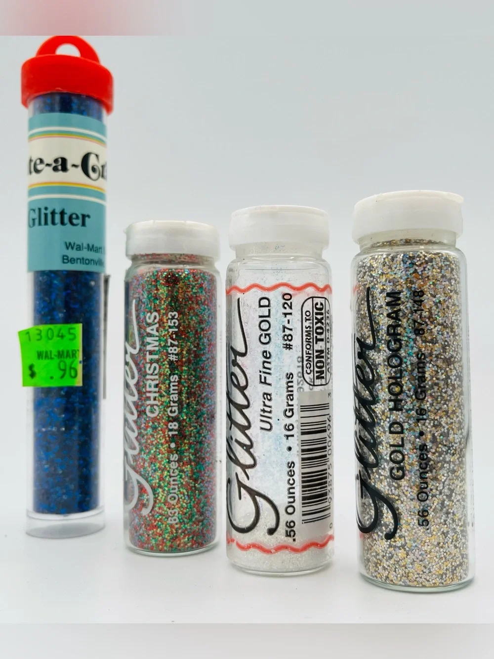 Mixed lot colors sizes Prisma Glitter tubes Vintage Metallic Gold blue red